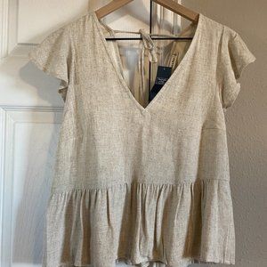 Abercrombie & Fitch Peplum Top with Tie Detail